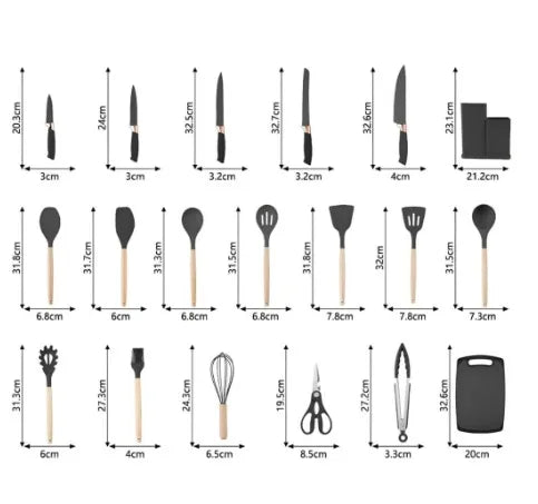 Kit Utensílios de Cozinha jogo completo 19 peças