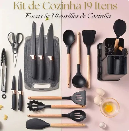 Kit Utensílios de Cozinha jogo completo 19 peças